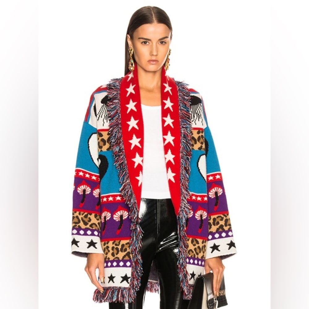 Alanui oversized mushroom and stars cashmere cardigan